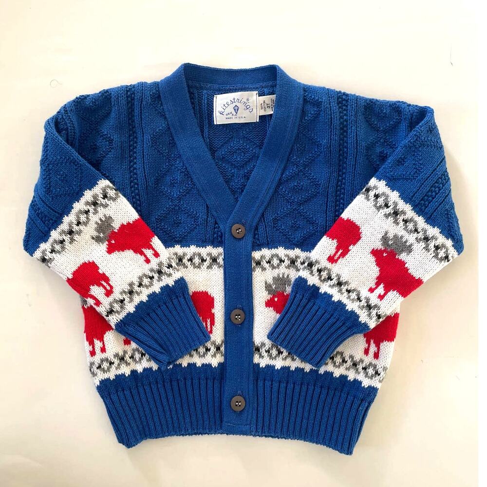 Kitestrings Kids Blue Moose Fair Isle Knit Button Cardigan Sweater Boys 2T